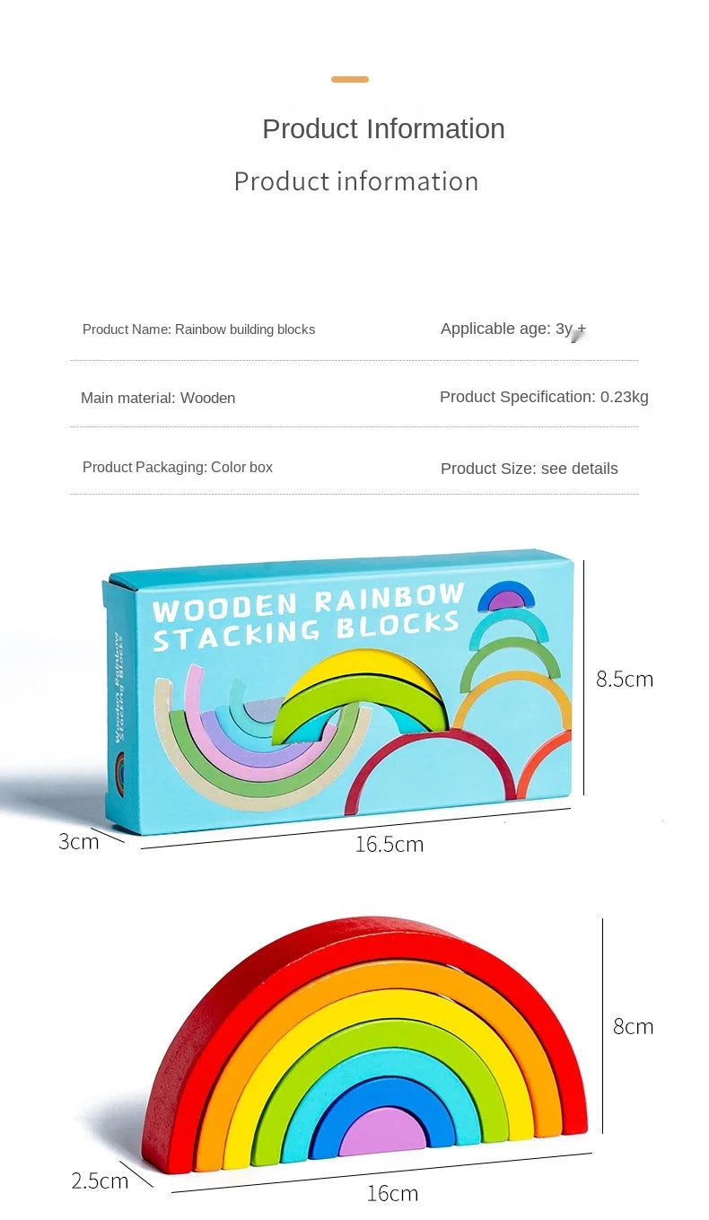 Baby Toys Rainbow Building Blocks Wooden Toys For Kids Creative Rainbow Stacker Montessori Educational Toy For Children