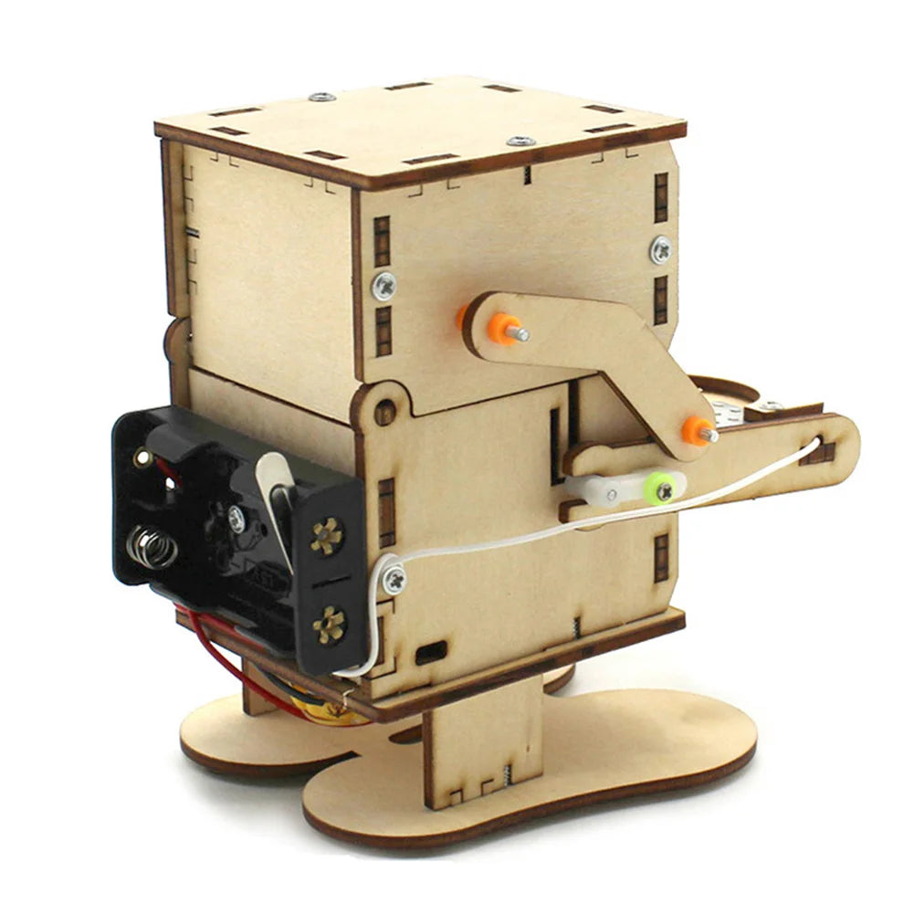 DIY Wooden Robot Eating Coin Invention Model Teaching Learning STEM Project for Students Kids Science Experiment Assemble Kit