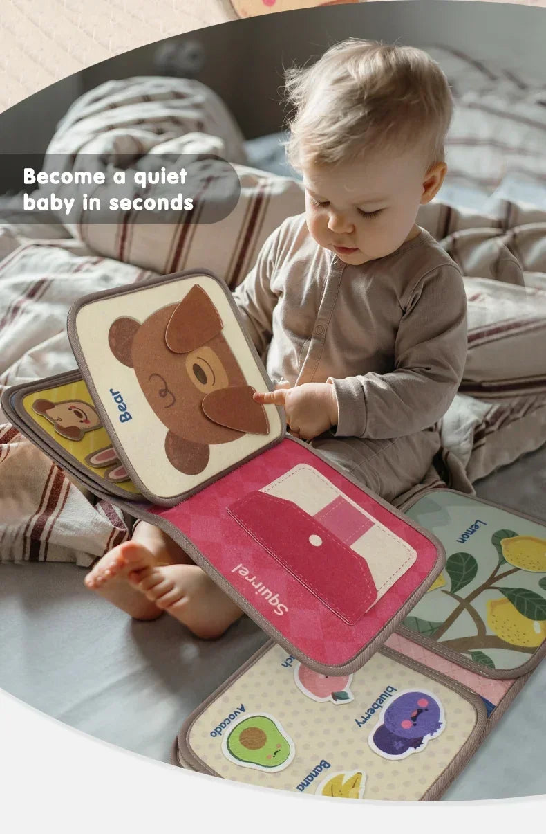 Montessori Busy Book Baby Early Education Book Animal Cognitive Cloth Books Puzzle Toy Repeated Paste Books & Sensory Toys Gifts