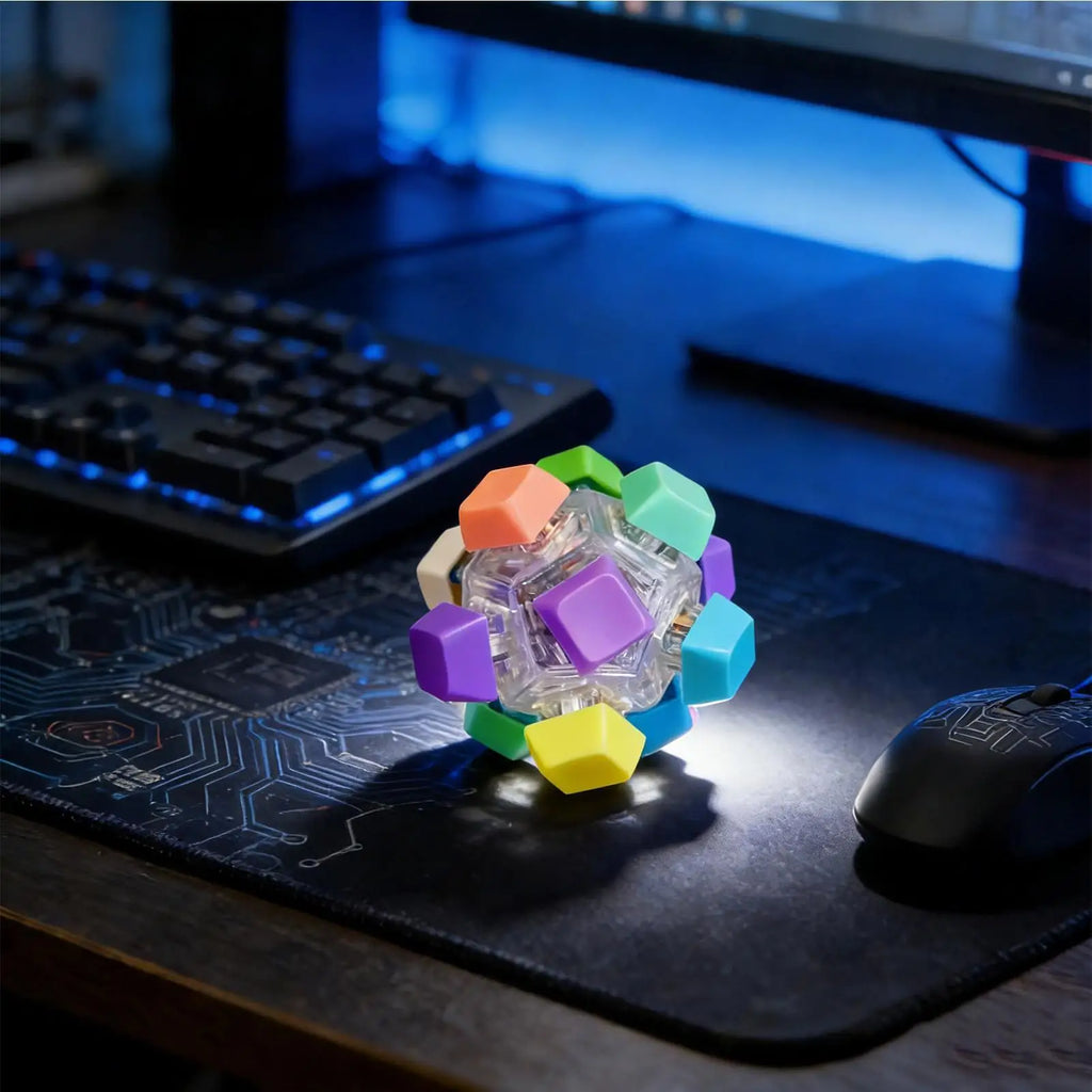 Keyboard Fidget Toy Ball Shaped 12-Key Sensory Game with LED Lights Portable Press Button Keyboard Finger Clicker Sensory Toys