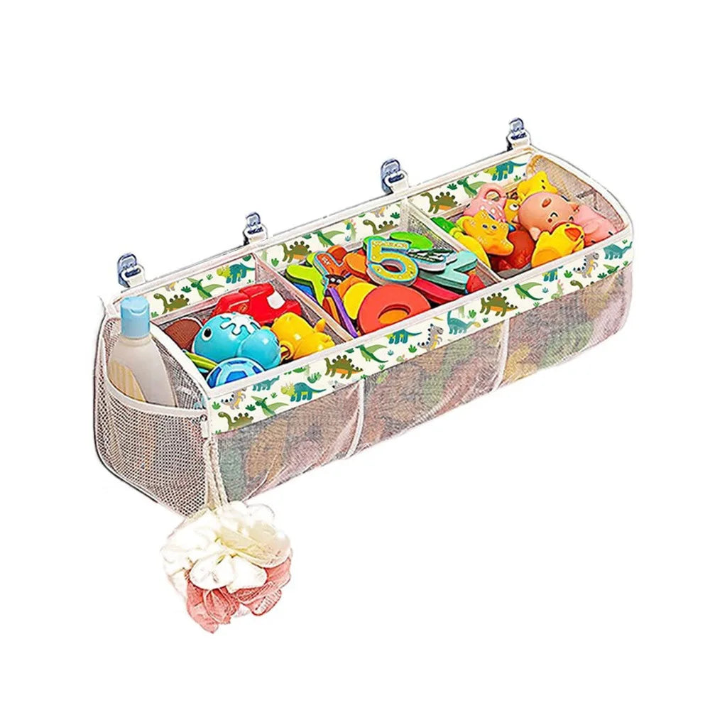 Large Openings Bathroom Toy Storage Bag 3 Compartment Quickly Dry Bath Storage Holder with Sticky Hook Breathable