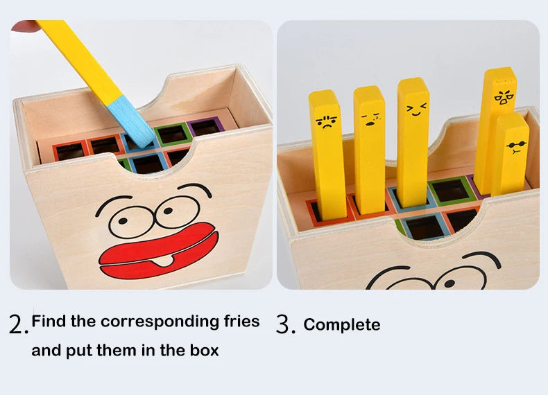 Montessori Toy For Kids,Wooden Hamburger Sandwich French Fries Sorting Stacking Toys, Preschool Learning Pretend Play Food Toy
