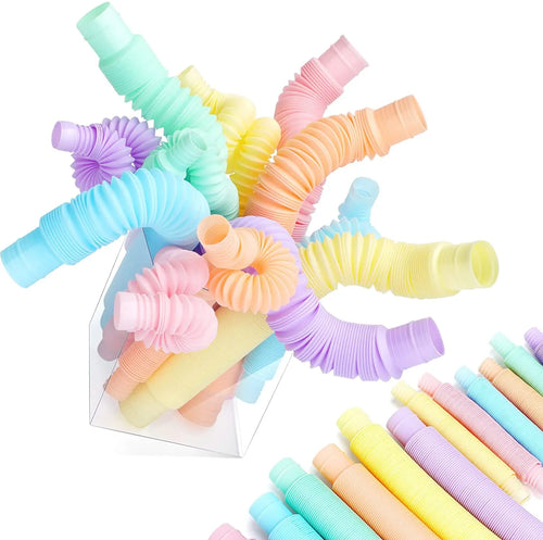 Paquete de 4 mini tubos pop, juguete sensorial antiestrés, colorido, resistente, para construcción, juguetes educativos para el estrés, autismo, TDAH