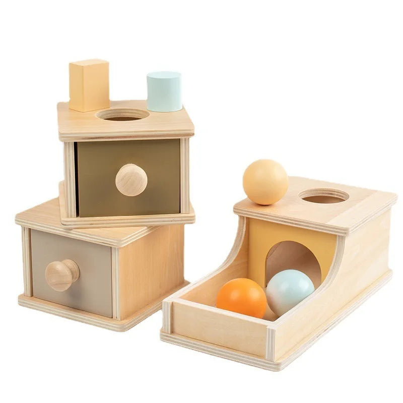 Montessori Baby Toys Wooden Coin Box Drawer Game Learning Early Education Preschool Training Teaching Kids Aids Toys