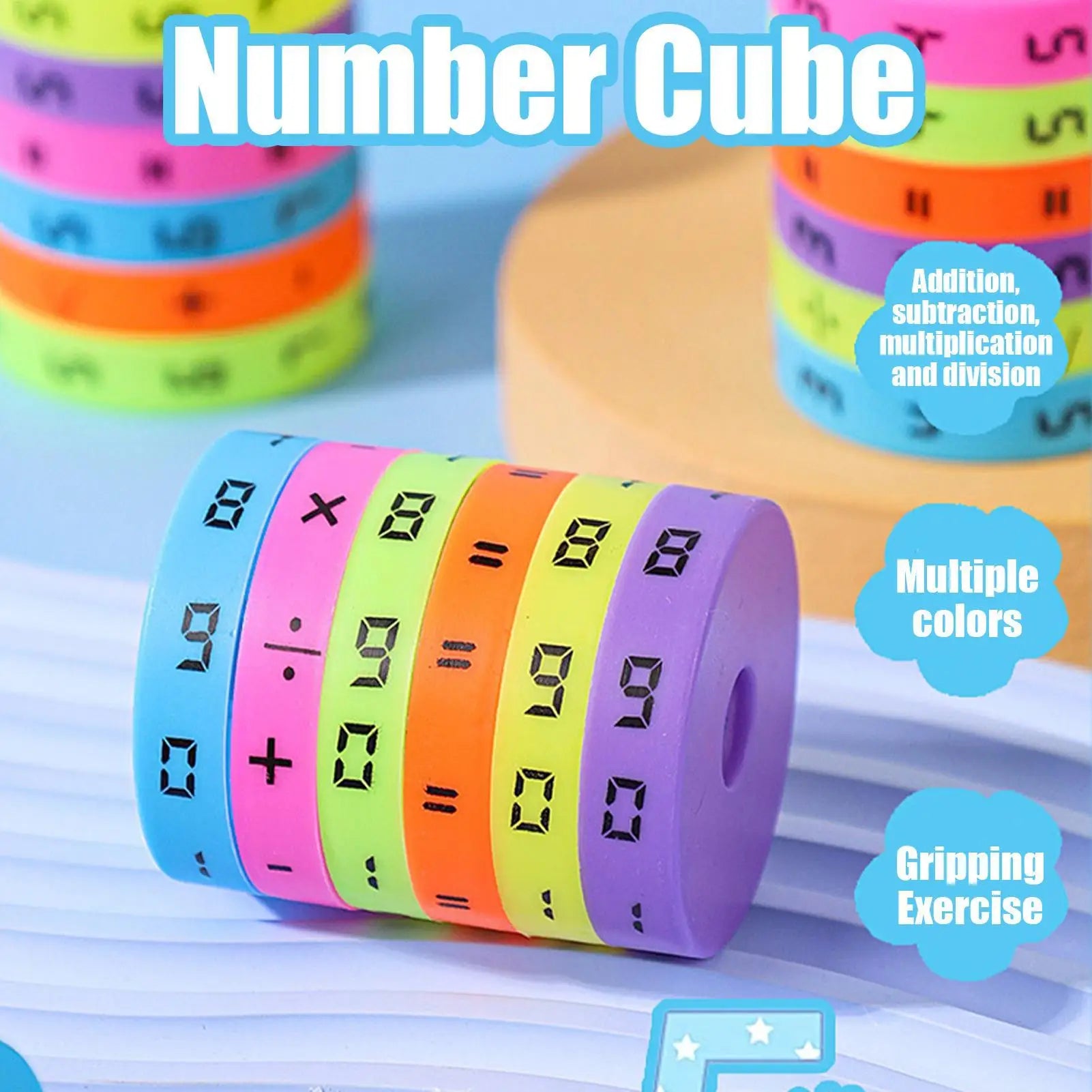 Math Learning Toy Colorful Arithmetic Cube with Numbers for Preschool Kids, Educational Intelligence Game STEM Counting Toy