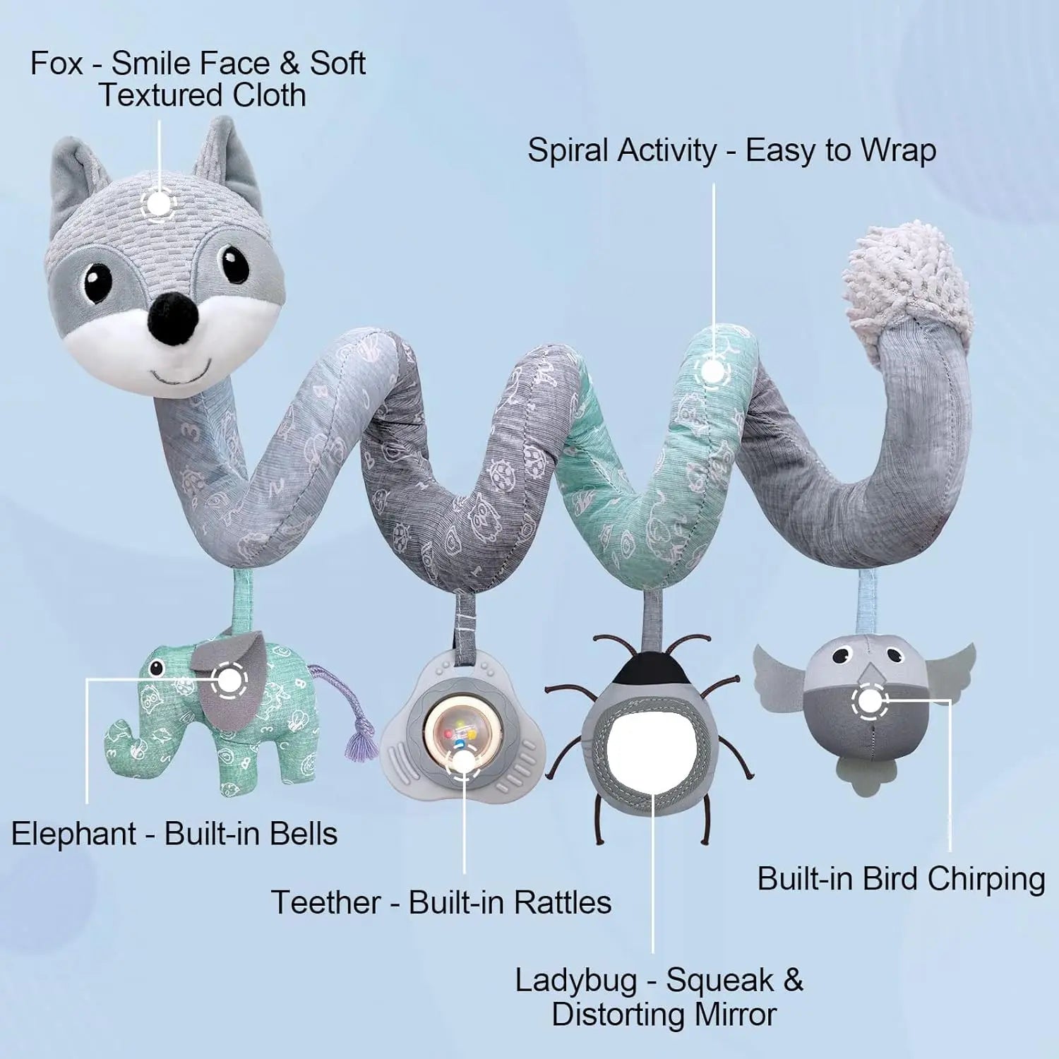 Car Seat Toys for Babies 0-6 Months Boys Girls Newborn Toys Stroller Toy Carseat Toys Hanging Toys Music Rattle Baby Toys