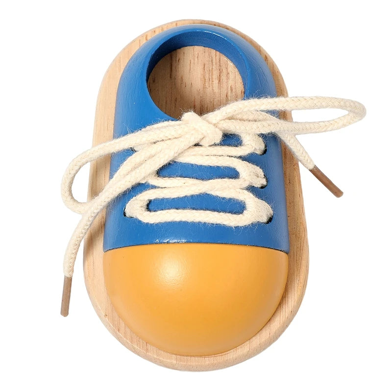 Baby Montessori Wooden Toys  Learn to Tie Shoelaces Toy Kids Toddlers Fine Motor Skills Toy Early Educational Toys Birthday Gift