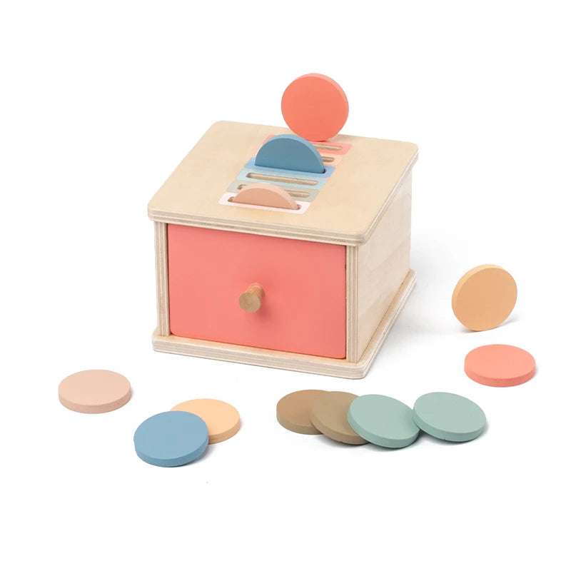 Baby Montessori Sensory Toy Obiect Permanent Box Color Sorting Matching Game Coin Box Ball Drop Fine Motor Skills Education Toys
