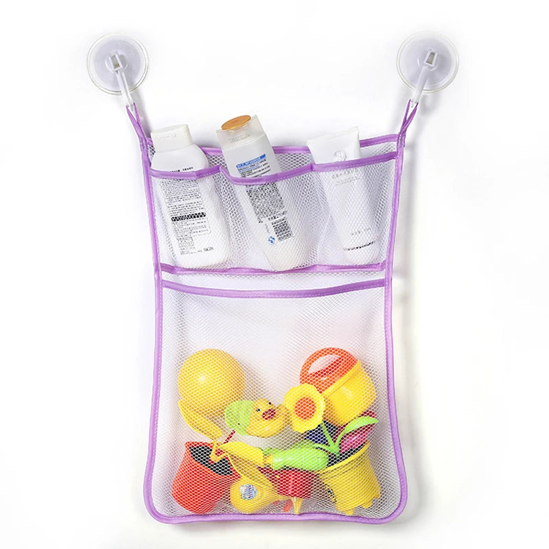 Shower Bath Toys White Pink Baby Kids Toy Storage Mesh with Strong Suction Cups Toy Bag Net Bathroom Organizer for Kids Toddlers
