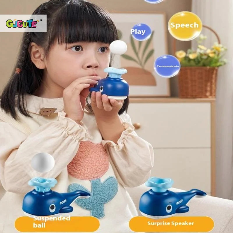 Whale Floating Ball Toy With Whistle Ball Blowing Floating Blow Pipe Ball Two In One Sensory Fine Motor Skills Educational Toys