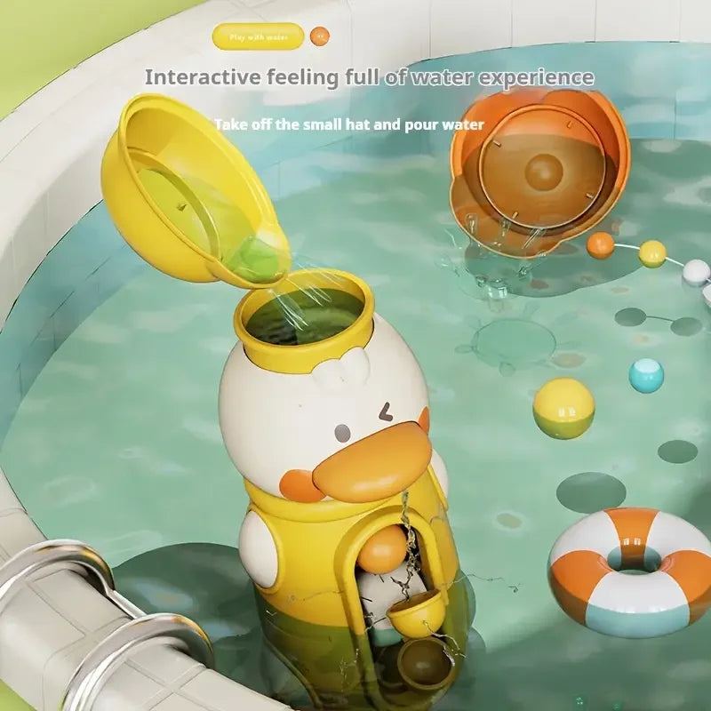 Bath Bathtub Toys Kids Gifts for Toddlers Duck Rotatable Waterwheel Bathroom Strong Suckers Water Scoop Fun Bath Toys