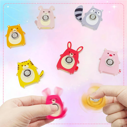 6PCS Juguete de giroscopio de punta de dedo, acrílico creativo, animales de gato, perro, zorro, hilanderos inquietos, juguetes para aliviar el estrés, regalos para fiestas