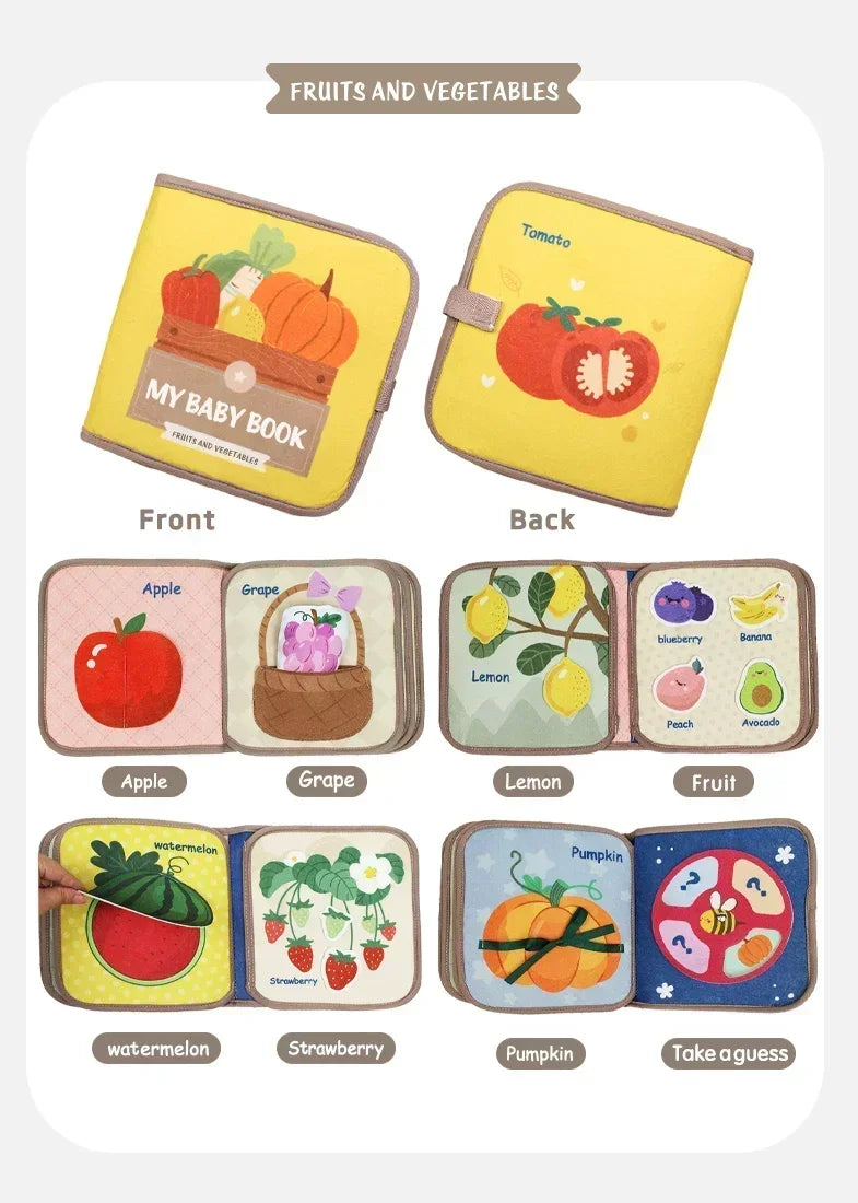 Montessori Busy Book Baby Early Education Book Animal Cognitive Cloth Books Puzzle Toy Repeated Paste Books & Sensory Toys Gifts