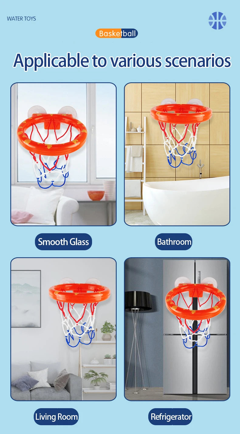 Kid Bath Basketball Hoop Bathtub Water Play Toys Baby Bath Toy Toddler Bathroom Suction Cup Shooting Basket for Gift