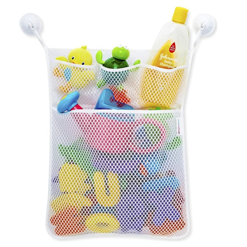 Shower Bath Toys White Pink Baby Kids Toy Storage Mesh with Strong Suction Cups Toy Bag Net Bathroom Organizer for Kids Toddlers