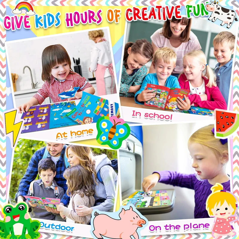 Montessori Toys Cartoon Sticker Books Focus on Potential Development Education Sticker Toys for Children 3-6Y