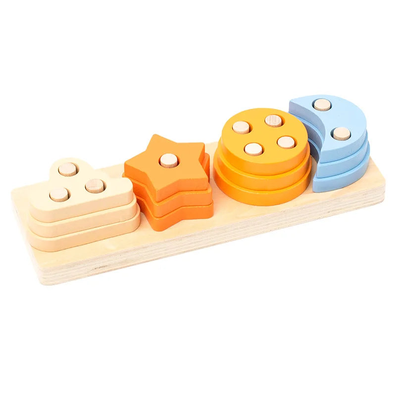 Juguete Montessori, bloques de construcción de madera, juguetes educativos de aprendizaje temprano, rompecabezas para niños de emparejar colores y formas para niños y niñas