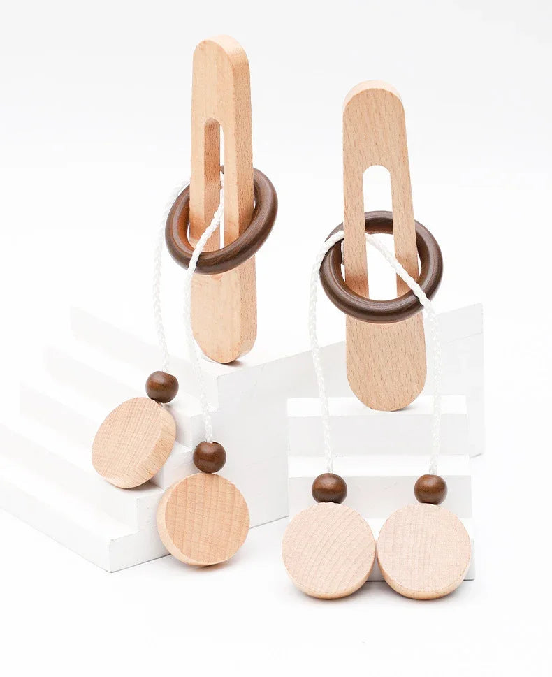 3D Wooden Interlocking Ring Puzzle, Logic & Spatial Thinking Training Game, Focus Brain Teaser Toy for Kids and Adults