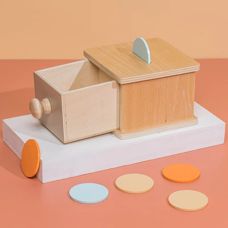 Montessori Baby Toys Wooden Coin Box Drawer Game Learning Early Education Preschool Training Teaching Kids Aids Toys