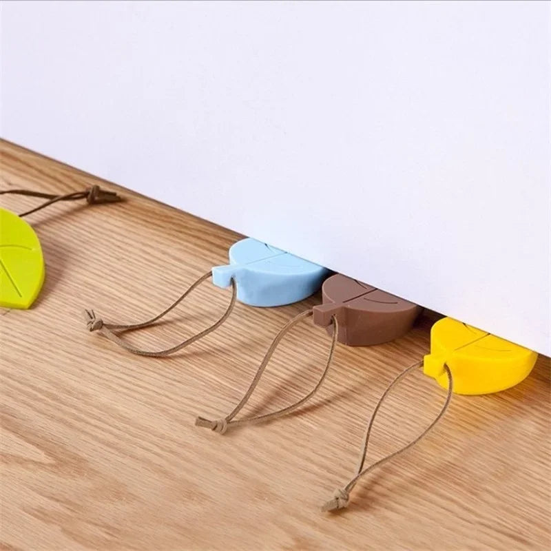 Leaves Shape Silicone Rubber Door Stop Stoppers Door Block Children Anti-Folder Hand Hotel Security Door Card Hanging