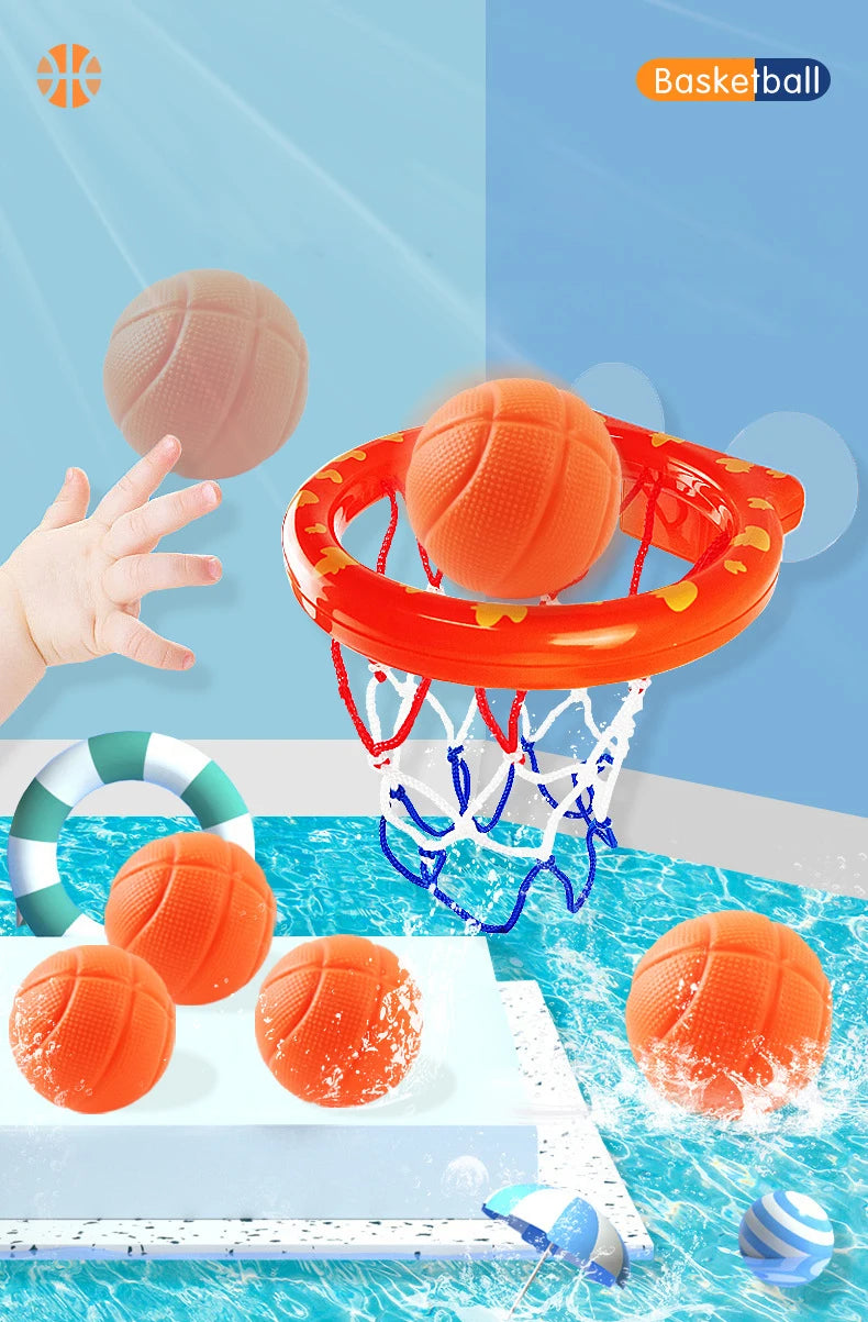 Kid Bath Basketball Hoop Bathtub Water Play Toys Baby Bath Toy Toddler Bathroom Suction Cup Shooting Basket for Gift