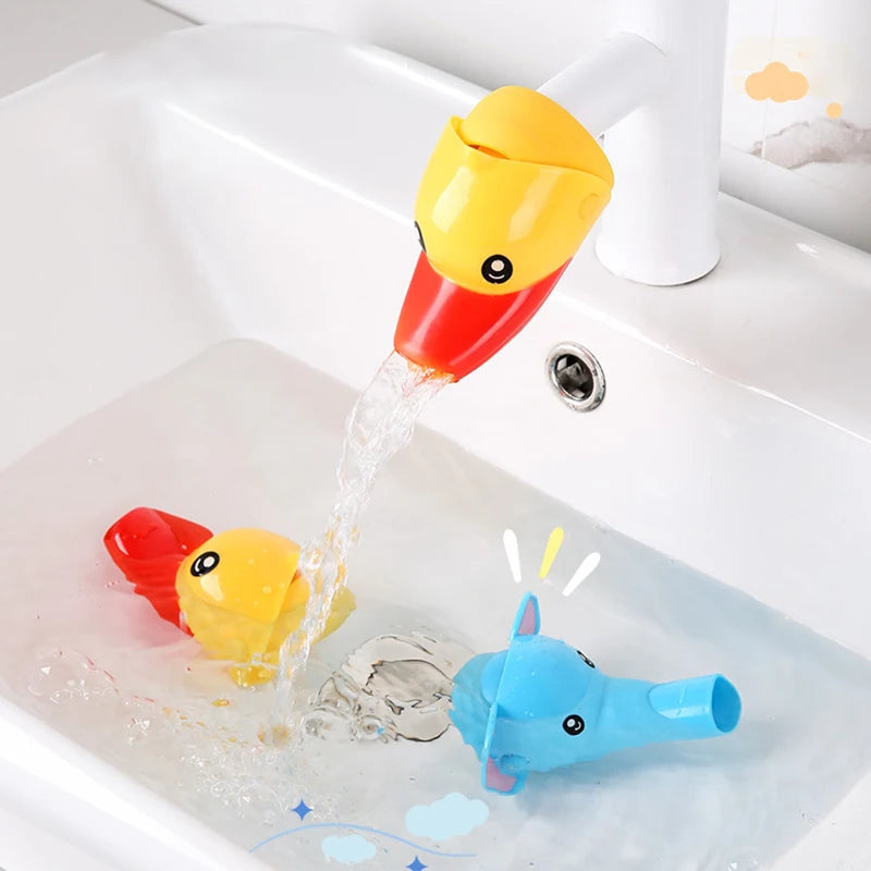 Children Kids Faucet Extender Washing Hands Toy Duck Faucet Extender Cartoon Baby Hand Washing Extension Splash Water Extender