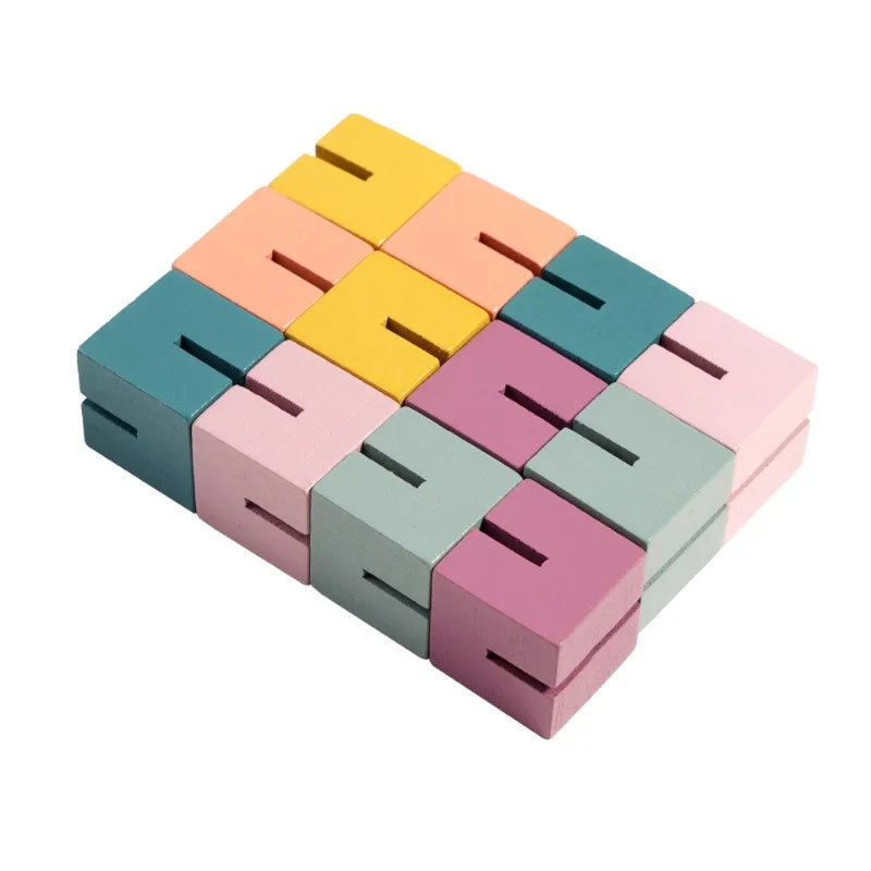 Wooden Twisty Blocks Montessori Puzzle Toy Exercises Babies' Color Sensory Finger Dexterity Thinking Creative Abilities Toys