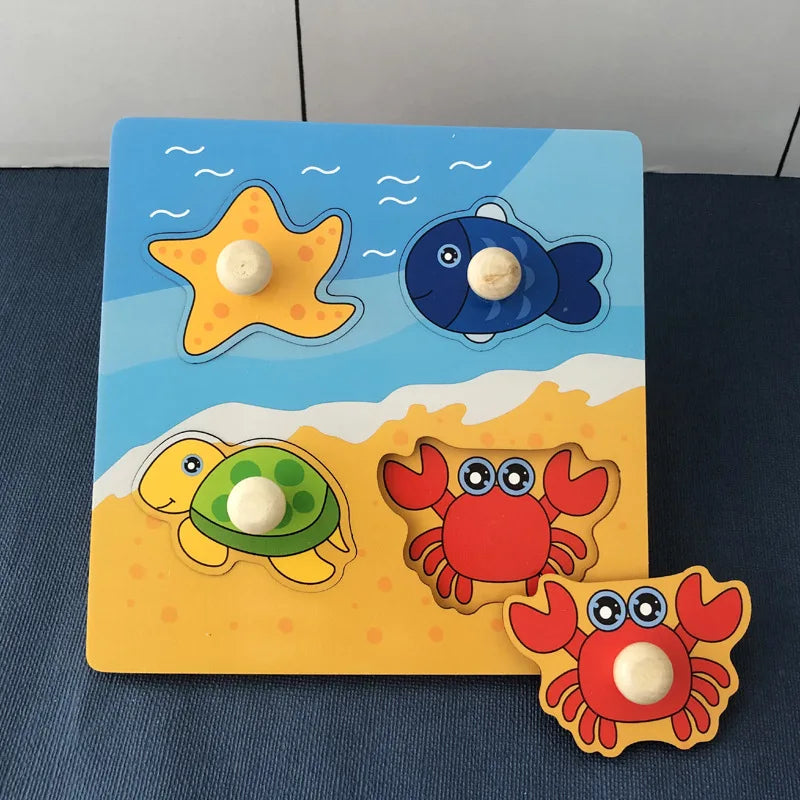 Juguetes Montessori para bebés, puzles de madera 3D, tablero de rascar para niños, puzle educativo temprano para niños, juguete cognitivo de frutas