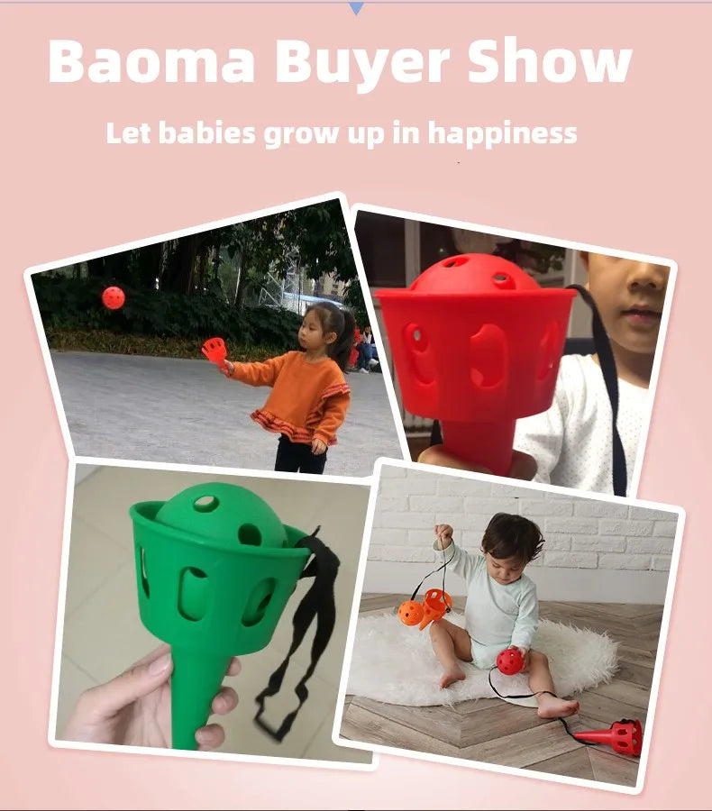 Fun Ball and Cup Toy Set for Children Outdoor Throw and Catch Ball Game Toy Softball  for Beginner Kids Motor Skills Toy