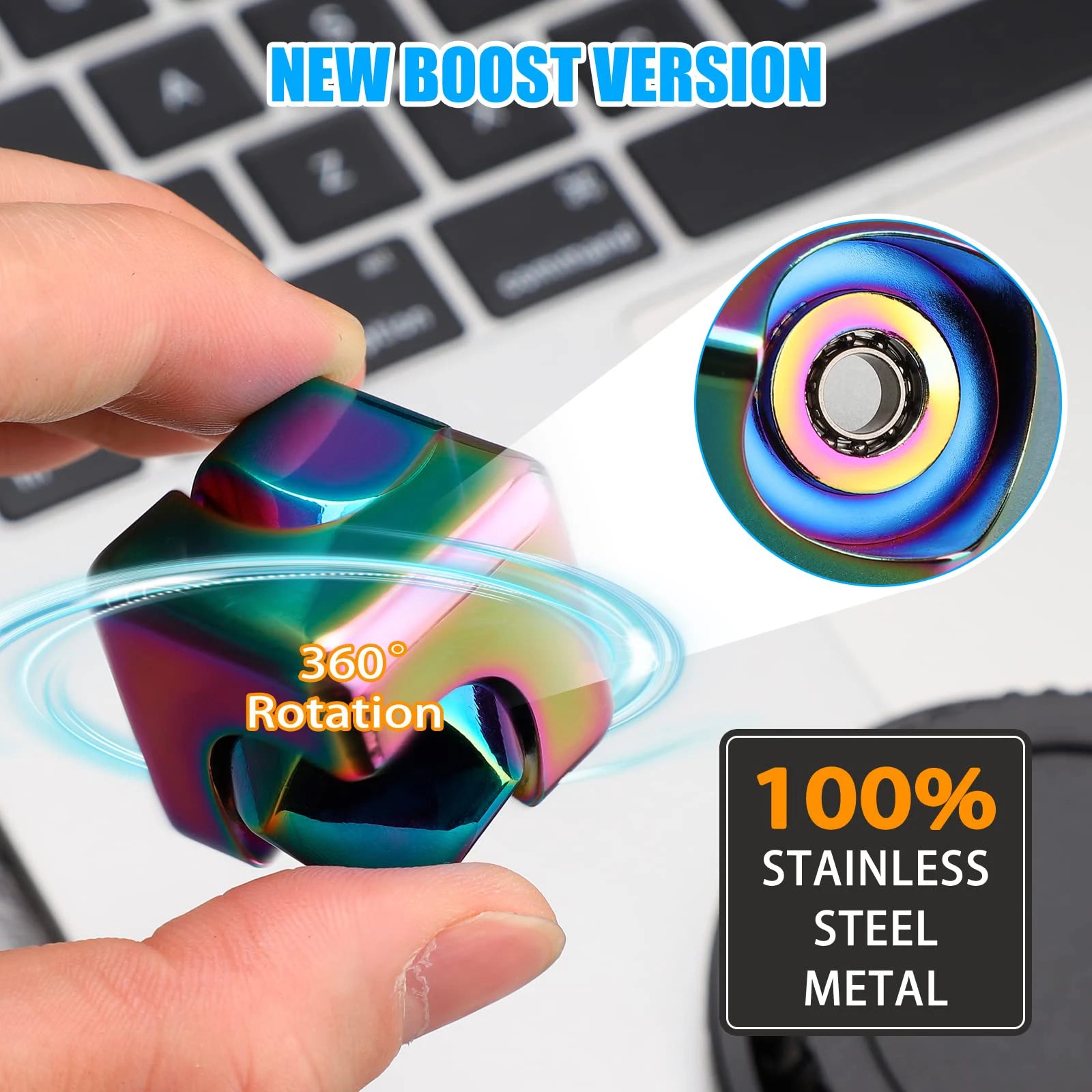 Metal Cube Spinner Fidget Toy Fingertips 3D Puzzle Gyro Gear Sensory Anti Stress Relief Educational Games for Kids Adults