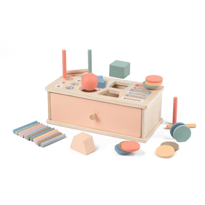 Baby Montessori Sensory Toy Obiect Permanent Box Color Sorting Matching Game Coin Box Ball Drop Fine Motor Skills Education Toys