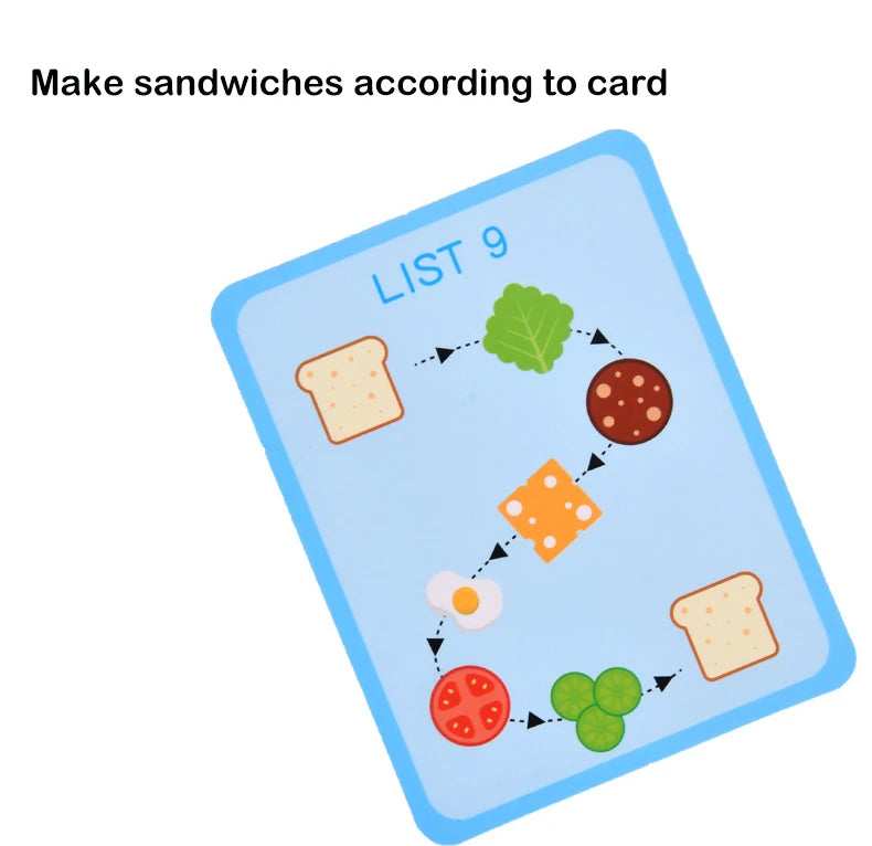 Montessori Toy For Kids,Wooden Hamburger Sandwich French Fries Sorting Stacking Toys, Preschool Learning Pretend Play Food Toy