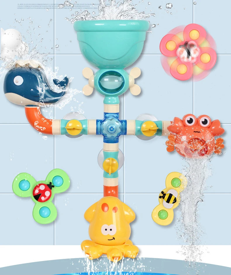 Baby Bath Toys Bathtub DIY Pipes Tubes Bath Time Water Game Spray Swimming Bathroom Toys for Toddlers Kids Gifts Birthday Gift