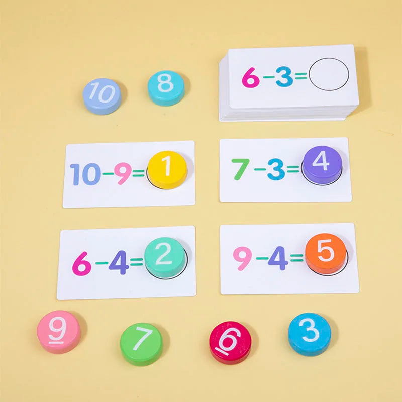 Children's Wooden Number Board Cognitive Matching Addition Subtraction Operation Montessori Logical Thinking Training Math Toys