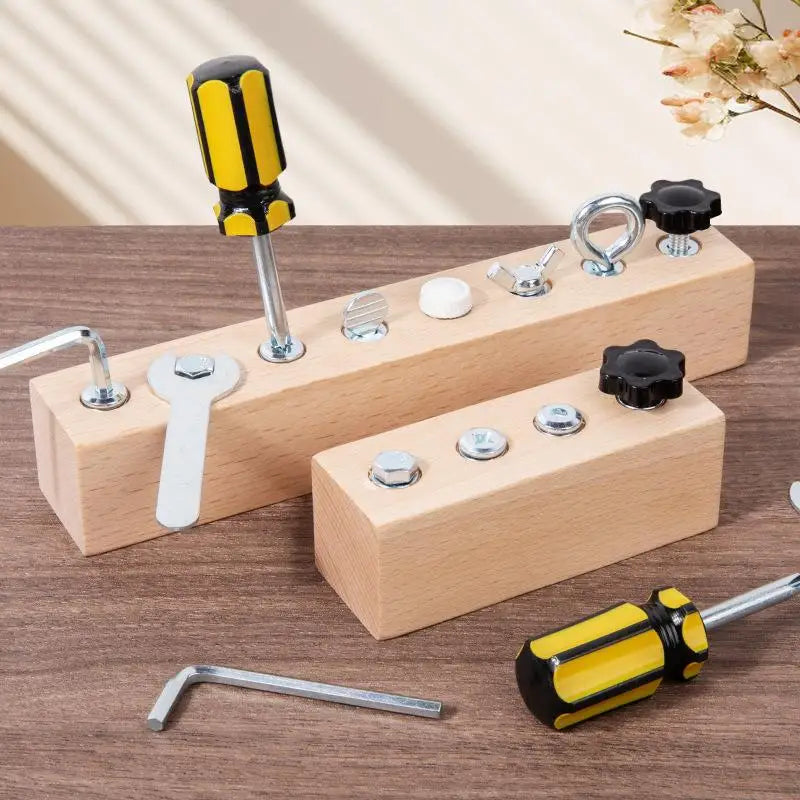 1Establecer Juguetes Educativos Tempranos Montessori para Entrenamiento de Habilidades Motoras Finas, Mejora Juguetes de Desmontaje de Tornillo y Tuerca de Madera para Niños