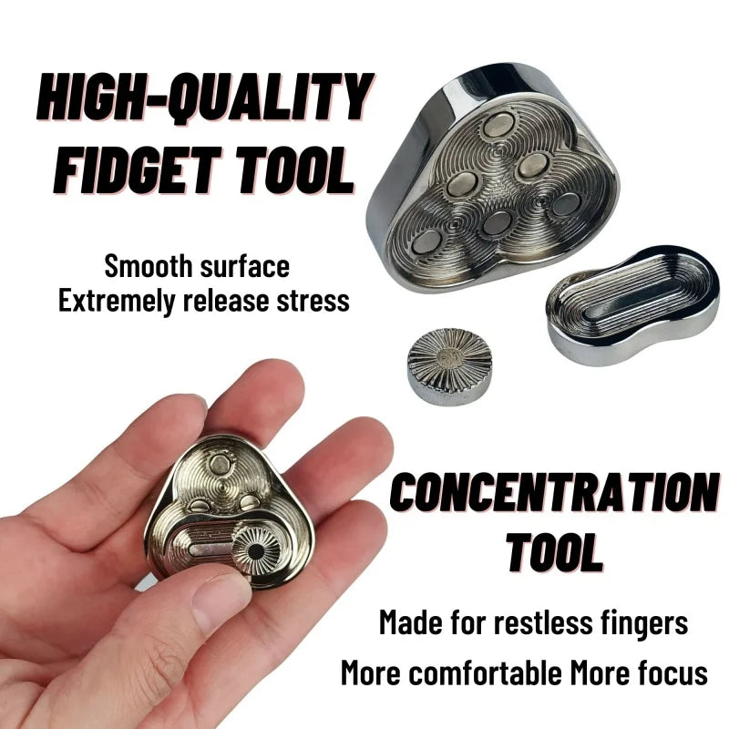 Magnetic Fidget Slider EDC Metal Toy for Adults ADHD Hand Spinner Autism Sensory Aid Anxiety & Stress Relief Gift
