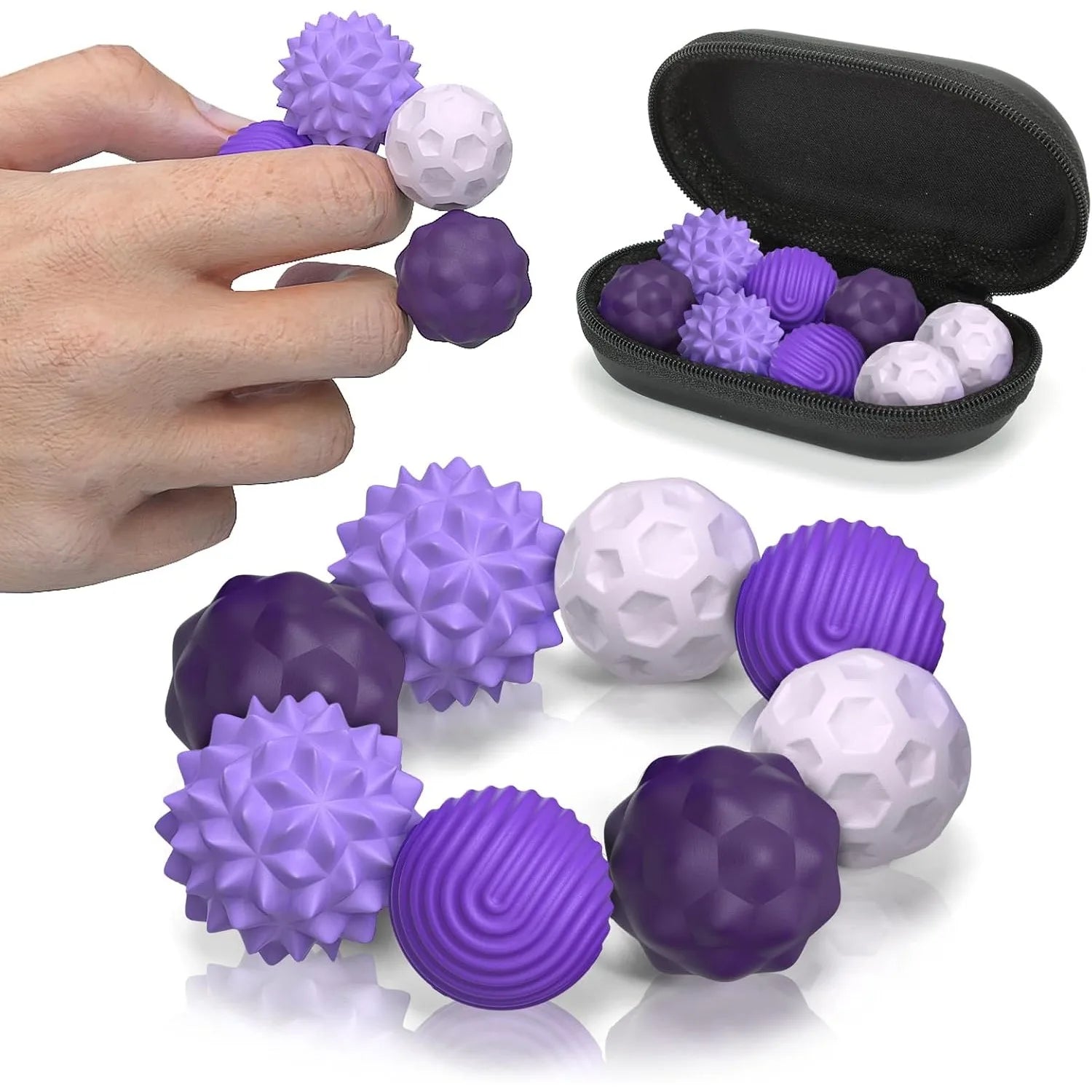 Fidget Toys Magnetic Stress Balls for Adults Silicone Stress Relief Sensory Toy Finger Toy for Office Decoration 4 Fun Textures