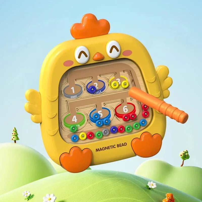 Montessori Magnetic Bead Maze Board Toy, Color Number Sorting Puzzle, Fine Motor Skills Development Educational Game for Kids