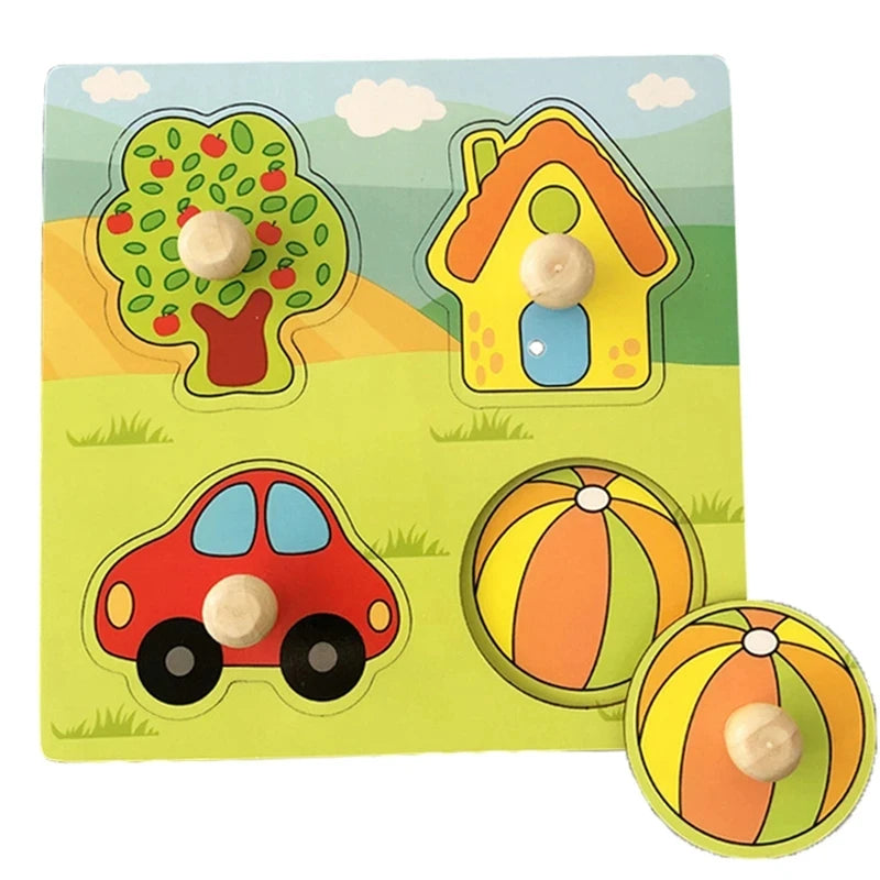 Juguetes Montessori para bebés, puzles de madera 3D, tablero de rascar para niños, puzle educativo temprano para niños, juguete cognitivo de frutas