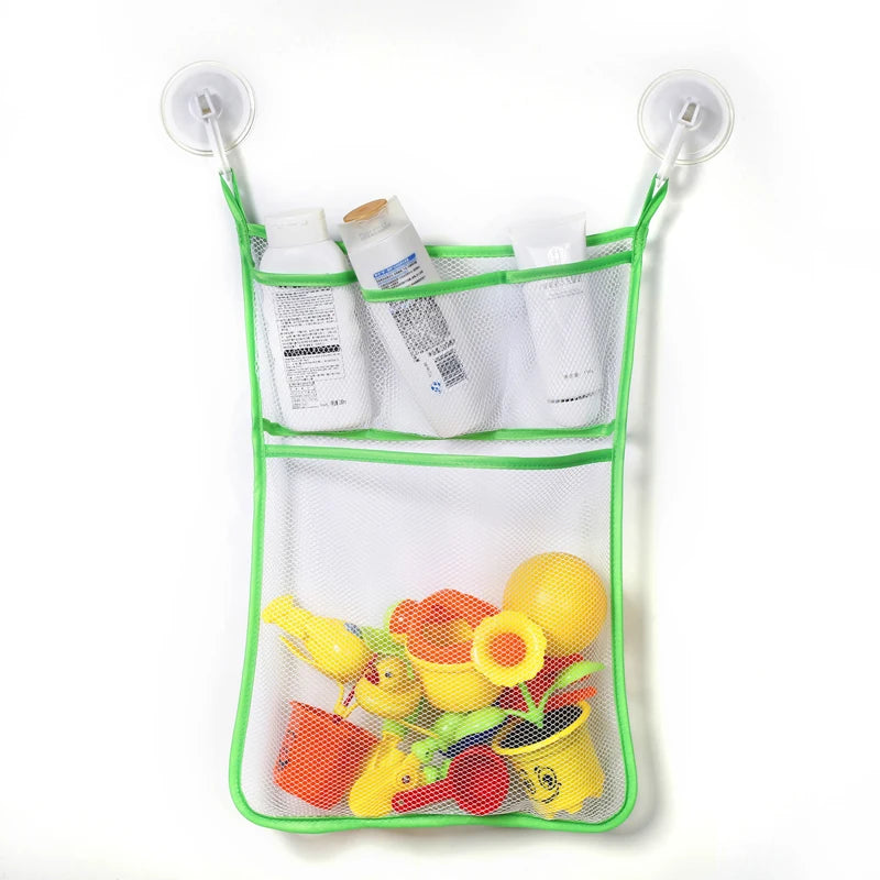 Shower Bath Toys White Pink Baby Kids Toy Storage Mesh with Strong Suction Cups Toy Bag Net Bathroom Organizer for Kids Toddlers