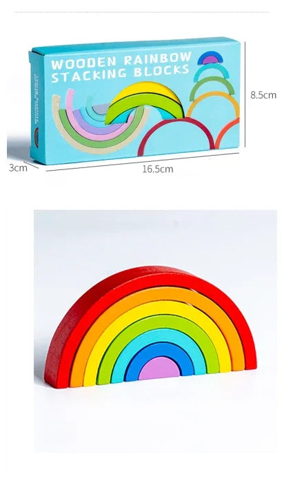Baby Toys Rainbow Building Blocks Wooden Toys For Kids Creative Rainbow Stacker Montessori Educational Toy For Children