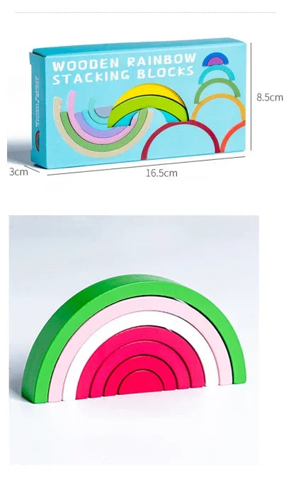 Baby Toys Rainbow Building Blocks Wooden Toys For Kids Creative Rainbow Stacker Montessori Educational Toy For Children