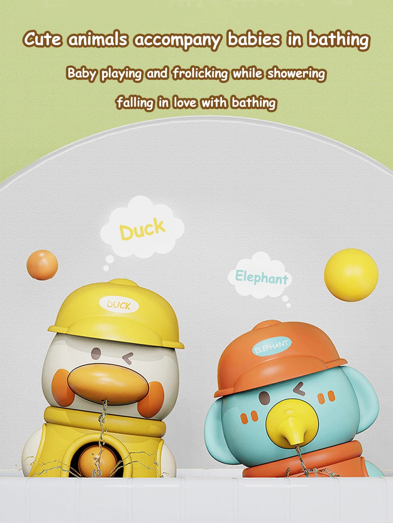 Bath Bathtub Toys Kids Gifts for Toddlers Duck Rotatable Waterwheel Bathroom Strong Suckers Water Scoop Fun Bath Toys