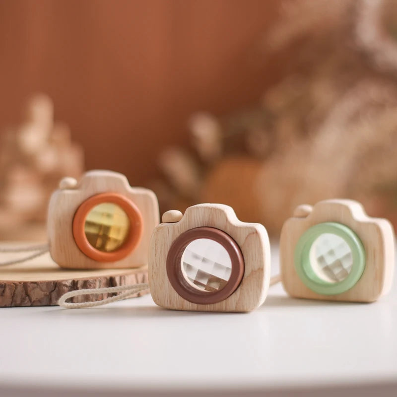 Montessori Baby Toys Education Wooden Blocks Toys for Kids Montessori Education Building Blocks Children Mini Camera Wooden Toys