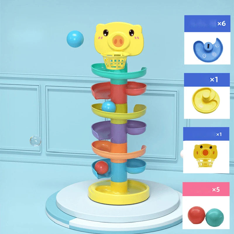 Juego de desarrollo de pelotas rodantes Montessori, juguete de pelota para bebés, juguetes educativos Montessori, juguetes apilables de actividades para bebés de 1, 2 y 3 años
