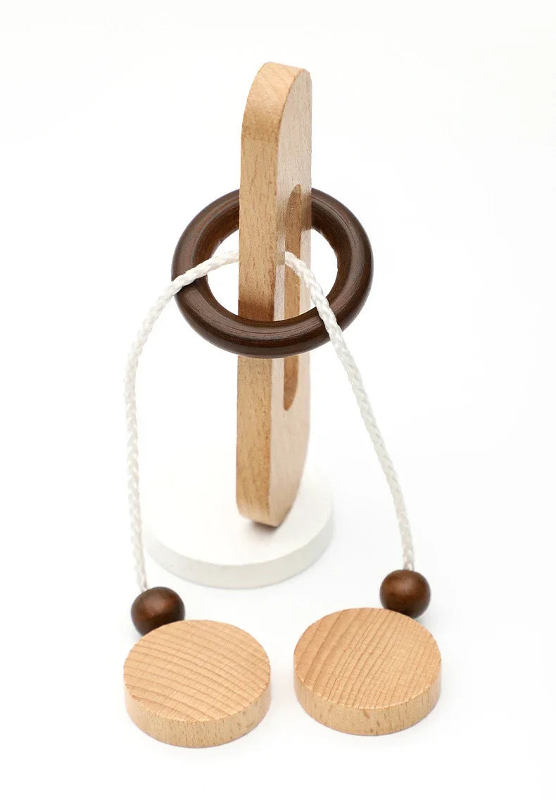 3D Wooden Interlocking Ring Puzzle, Logic & Spatial Thinking Training Game, Focus Brain Teaser Toy for Kids and Adults
