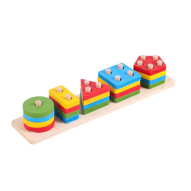 Juguete Montessori, bloques de construcción de madera, juguetes educativos de aprendizaje temprano, rompecabezas para niños de emparejar colores y formas para niños y niñas