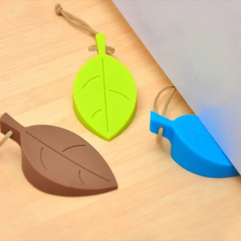 Leaves Shape Silicone Rubber Door Stop Stoppers Door Block Children Anti-Folder Hand Hotel Security Door Card Hanging