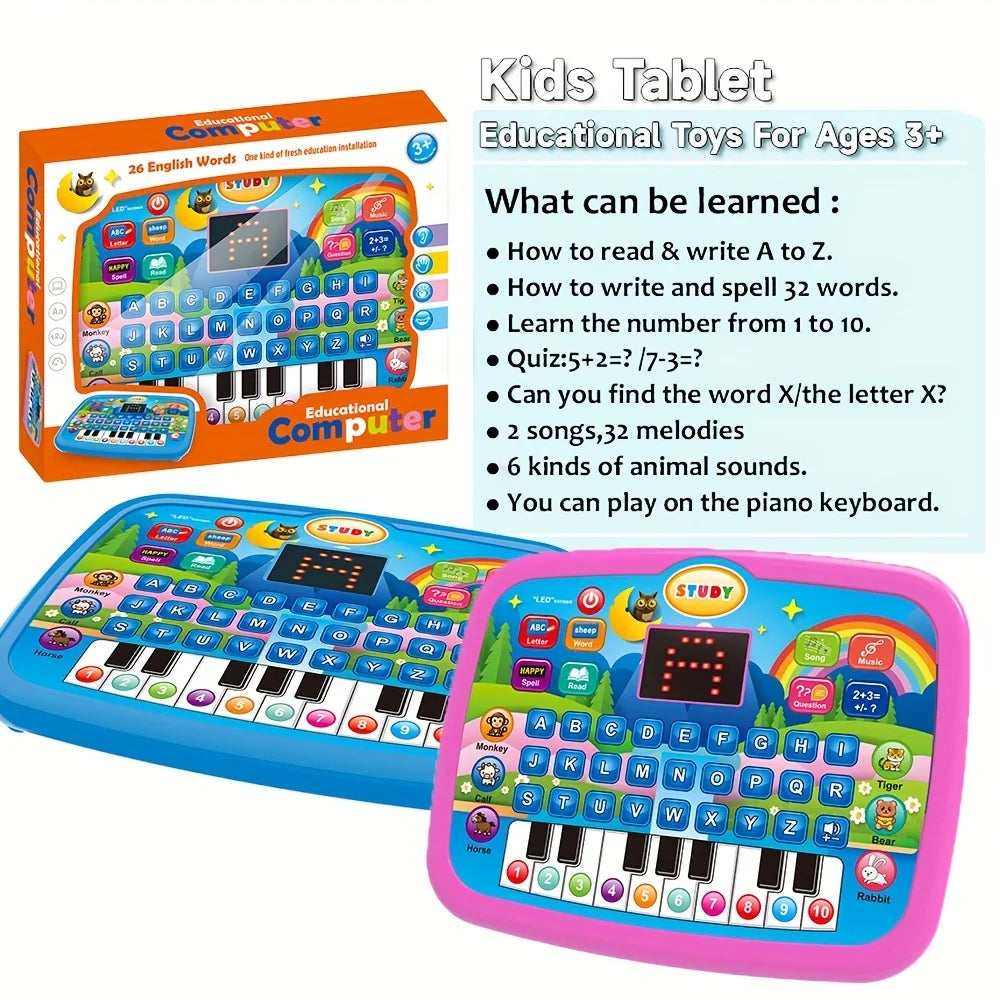 Kids Educational Learning Machine: English, Math, Music & Animal Piano Toy(batteries not included)