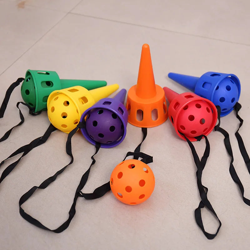 Fun Ball and Cup Toy Set for Children Outdoor Throw and Catch Ball Game Toy Softball  for Beginner Kids Motor Skills Toy